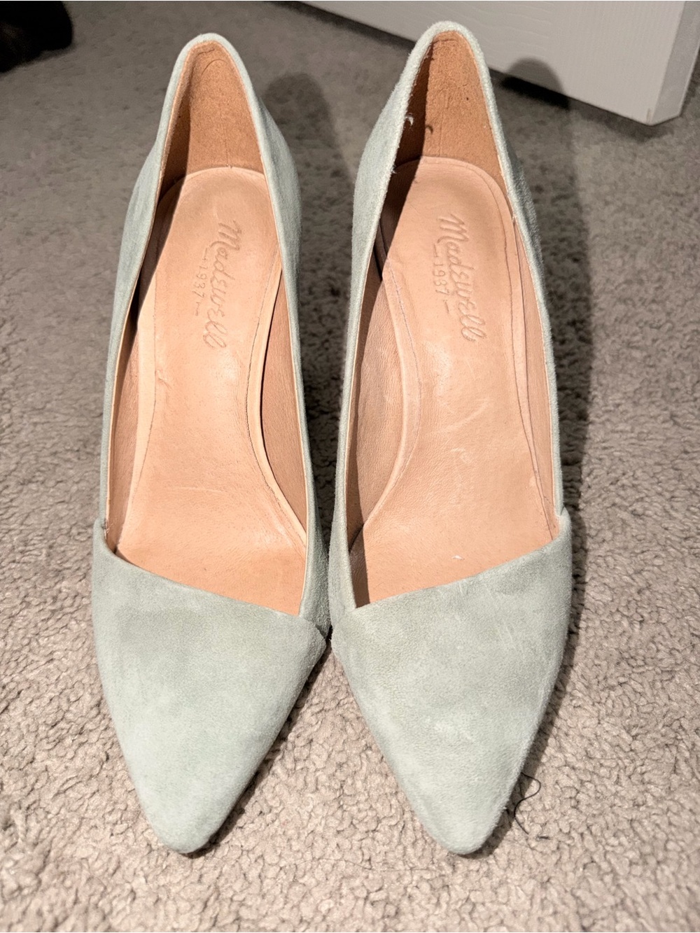 Madewell Mint Green Suede Pointed Toe Heels
